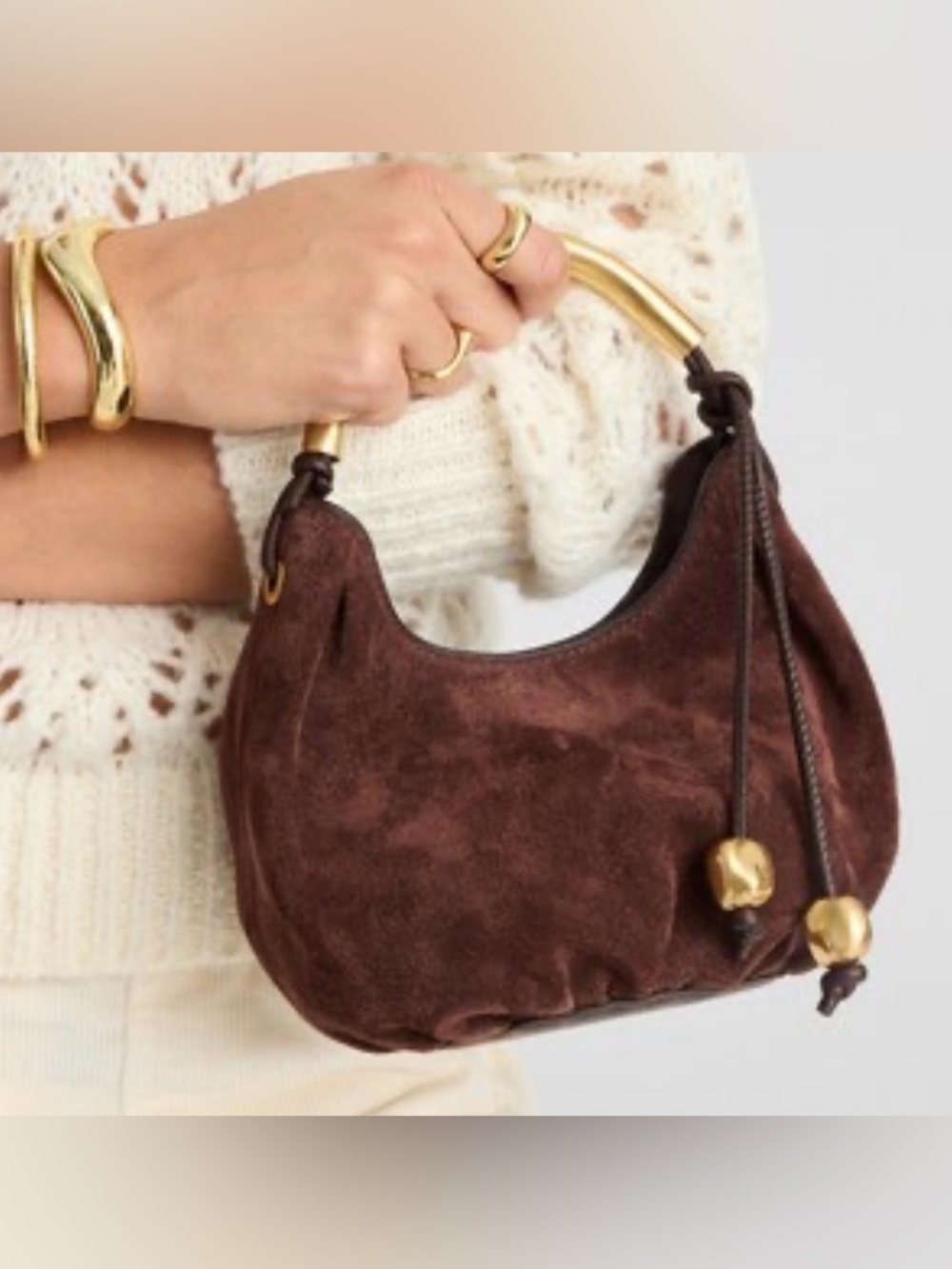 MADEWELL CAMREN MINI BAG AGED COGNAC CHOCOLATE BROWN SUEDE SMALL BUCKET PURSE